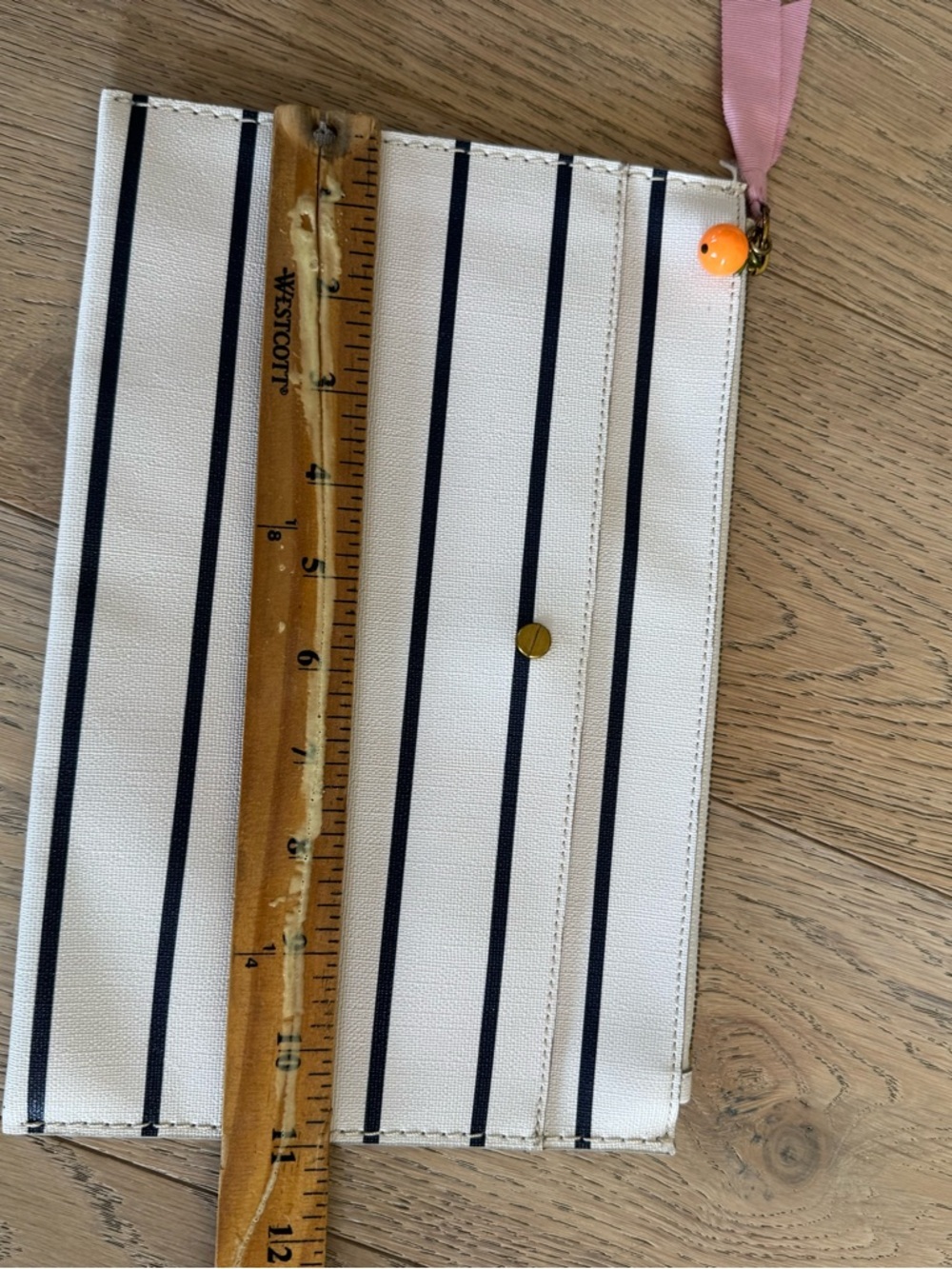 J. Crew Stripe Pouch White Blue - Picture 2 of 7